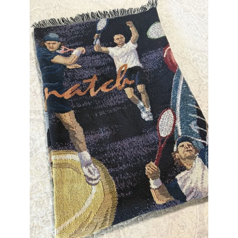 Tapestry Tennis Throw Ultimate Sports Woven Blankets Made In USA 70‎ X 52